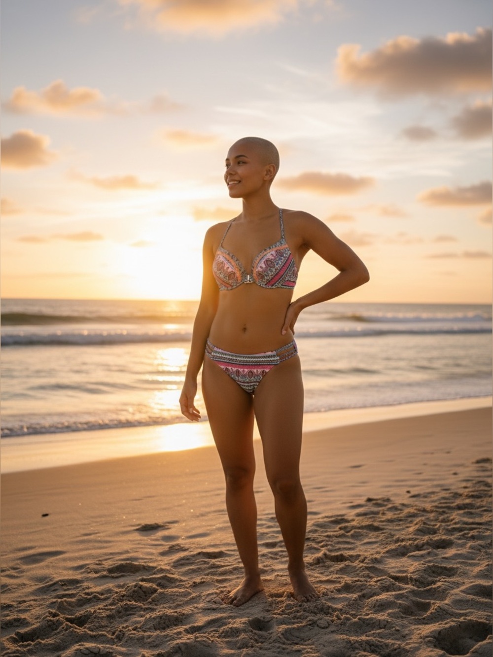 Shade & Shore Boho Print Bikini Set 34B Top Small Bottom Strappy